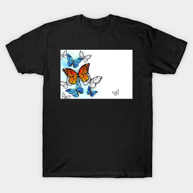 Background with Monarchs and Morpho T-Shirt by Blackmoon9